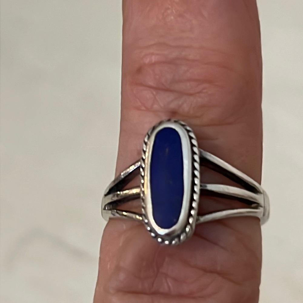 Sterling Silver & Blue lapis ring size 6.75 925